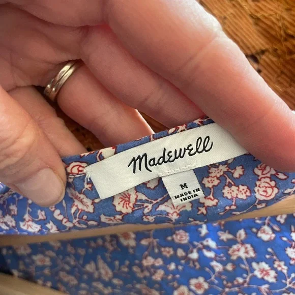 Madewell Blue Floral Puff Sleeve Top - Picture 8 of 11
